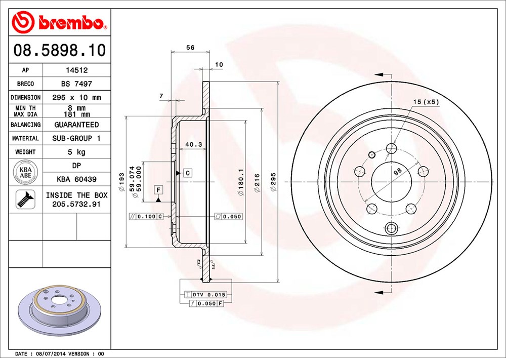 Tarcza hamulcowa BREMBO 08.5898.10