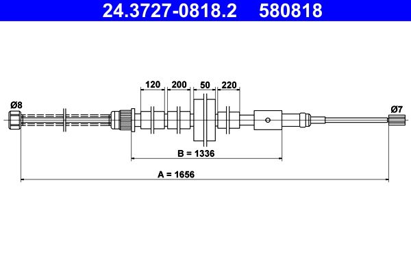 Linka hamulca ręcznego ATE 24.3727-0818.2