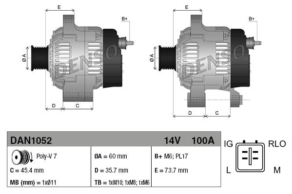 Alternator DENSO DAN1052
