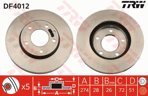 Tarcza hamulcowa TRW DF4012