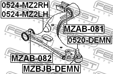 Tuleja wahacza FEBEST MZAB-082
