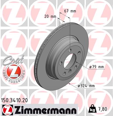 Tarcza hamulcowa ZIMMERMANN 150.3410.20