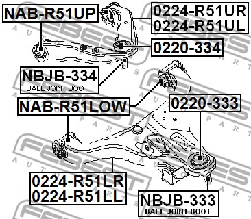 Tuleja wahacza FEBEST NAB-R51LOW