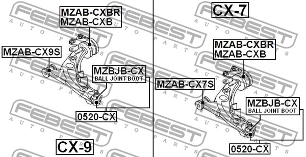 Tuleja wahacza FEBEST MZAB-CXB