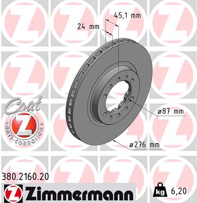 Tarcza hamulcowa ZIMMERMANN 380.2160.20