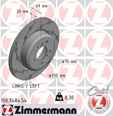 Tarcza hamulcowa ZIMMERMANN 150.3484.54