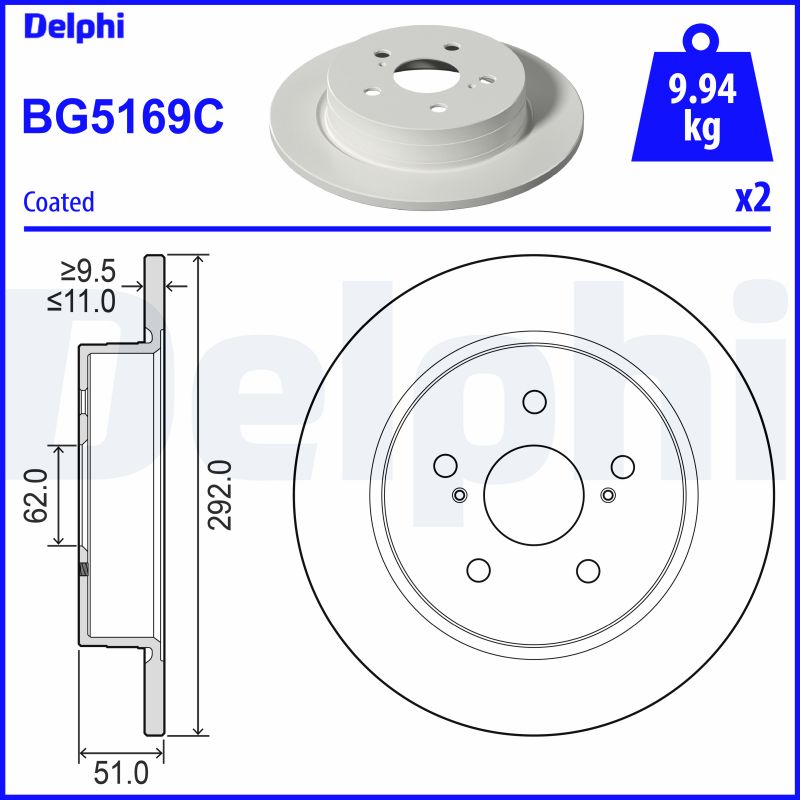 Tarcza hamulcowa DELPHI BG5169C