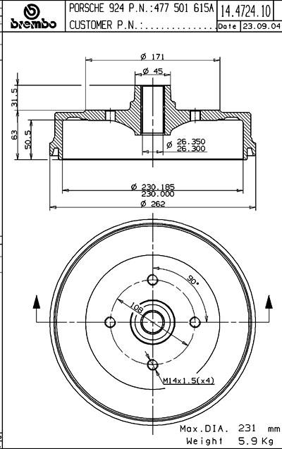 Bęben hamulcowy BREMBO 14.4724.10
