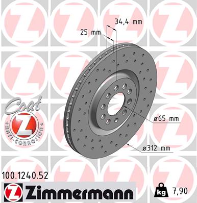 Tarcza hamulcowa ZIMMERMANN 100.1240.52