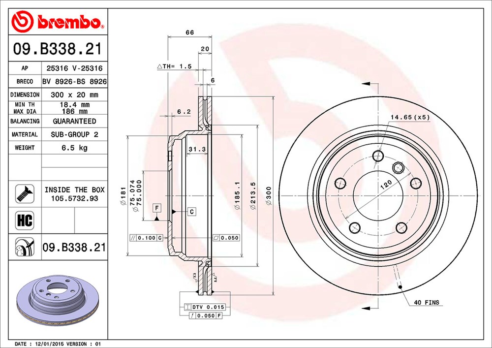 Tarcza hamulcowa BREMBO 09.B338.21