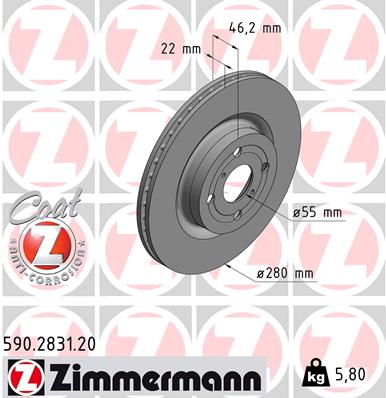 Tarcza hamulcowa ZIMMERMANN 590.2831.20