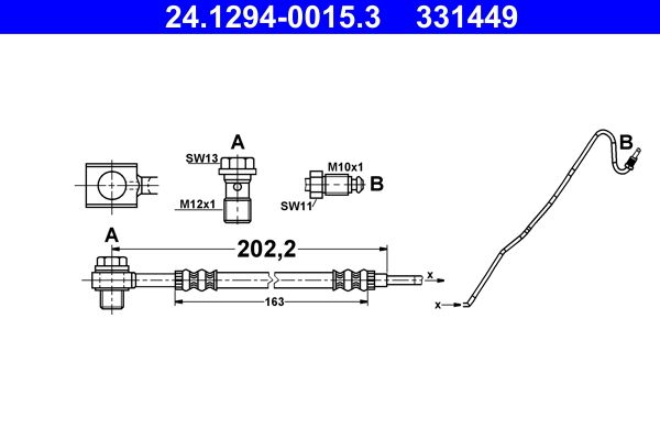 Przewód hamulcowy elastyczny ATE 24.1294-0015.3