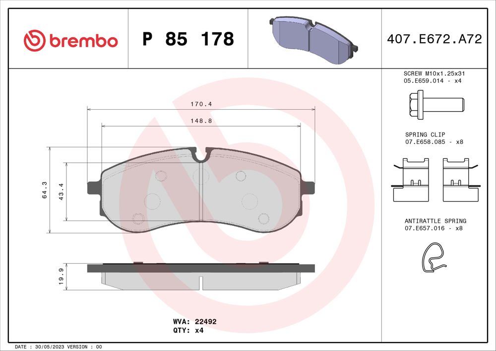 Klocki hamulcowe BREMBO P 85 178