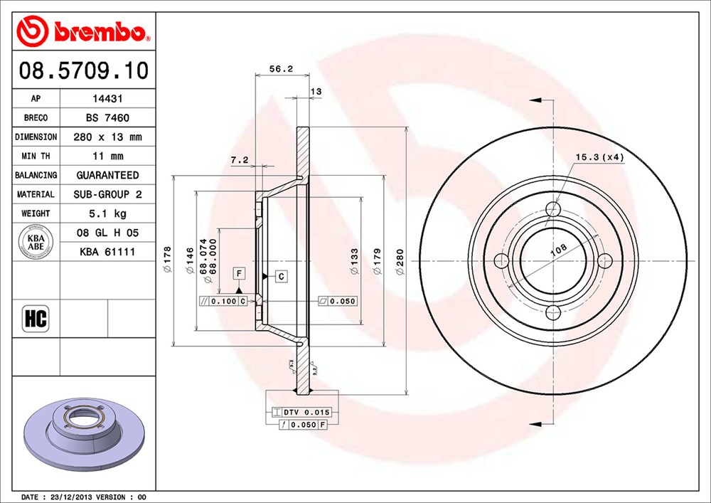 Tarcza hamulcowa BREMBO 08.5709.10