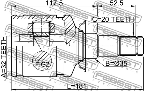Przegub wału FEBEST 0111-CT220LH