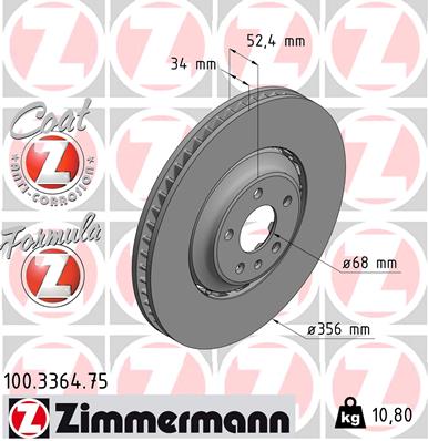 Tarcza hamulcowa ZIMMERMANN 100.3364.75