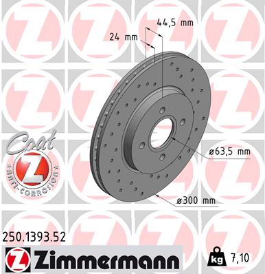 Tarcza hamulcowa ZIMMERMANN 250.1393.52