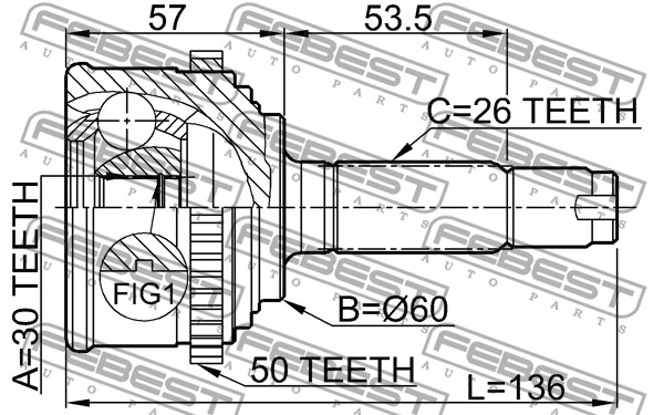 Przegub wału FEBEST 0310-CF4A50