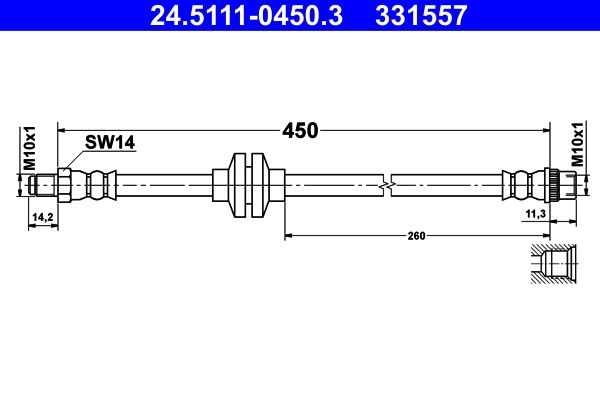 Przewód hamulcowy elastyczny ATE 24.5111-0450.3