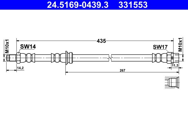 Przewód hamulcowy elastyczny ATE 24.5169-0439.3