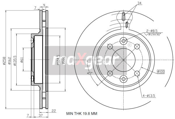 Tarcza hamulcowa MAXGEAR 19-2729