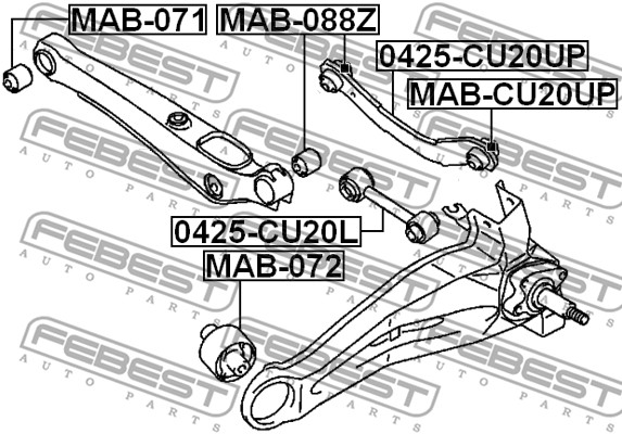 Wahacz zawieszenia koła FEBEST 0425-CU20UP