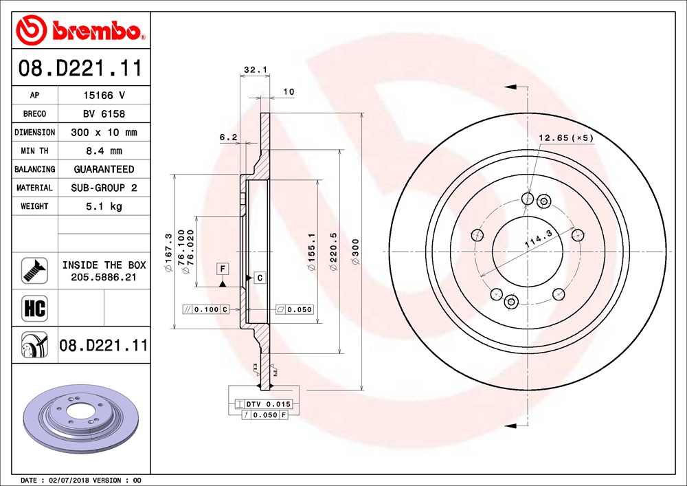 Tarcza hamulcowa BREMBO 08.D221.11