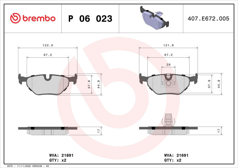 Klocki hamulcowe BREMBO P 06 023