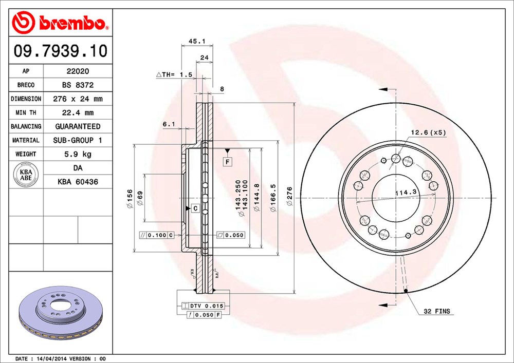 Tarcza hamulcowa BREMBO 09.7939.10