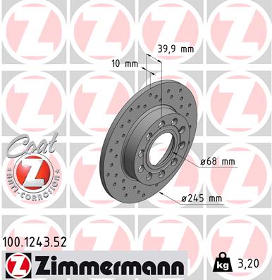 Tarcza hamulcowa ZIMMERMANN 100.1243.52