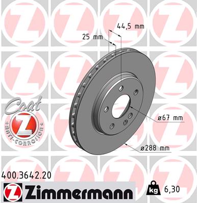 Tarcza hamulcowa ZIMMERMANN 400.3642.20