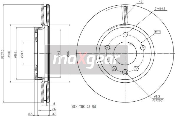 Tarcza hamulcowa MAXGEAR 19-2332