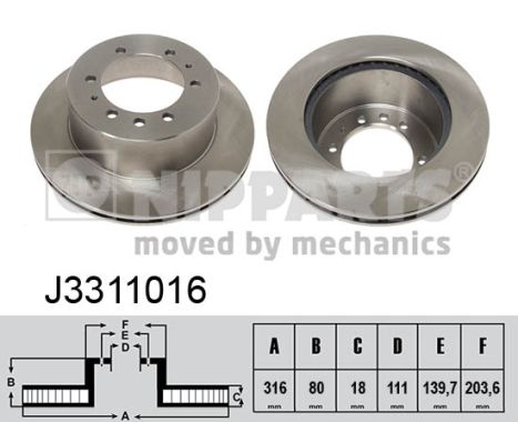 Tarcza hamulcowa NIPPARTS J3311016