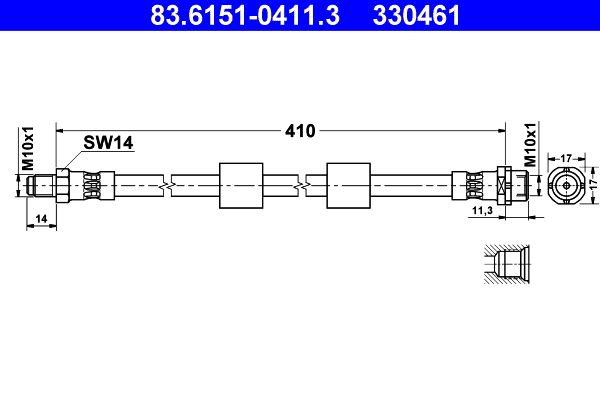 Przewód hamulcowy elastyczny ATE 83.6151-0411.3