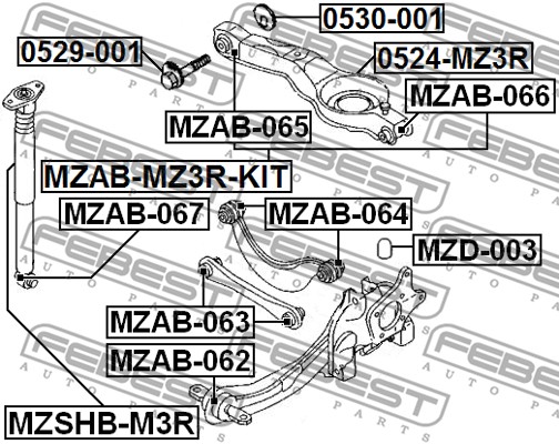 Tuleja wahacza FEBEST MZAB-MZ3R-KIT