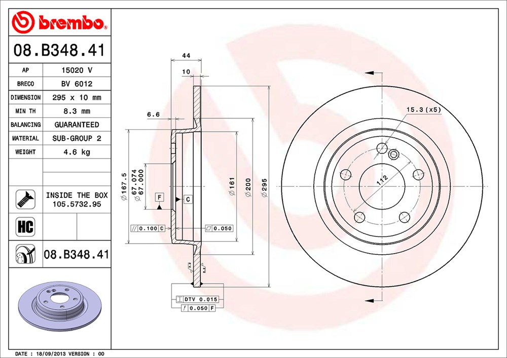 Tarcza hamulcowa BREMBO 08.B348.41