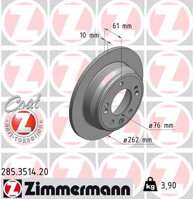 Tarcza hamulcowa ZIMMERMANN 285.3514.20