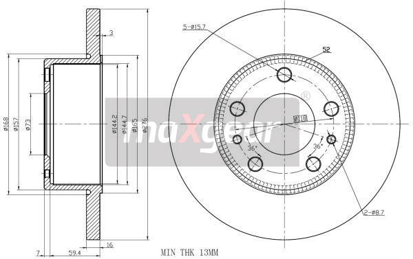 Tarcza hamulcowa MAXGEAR 19-1852
