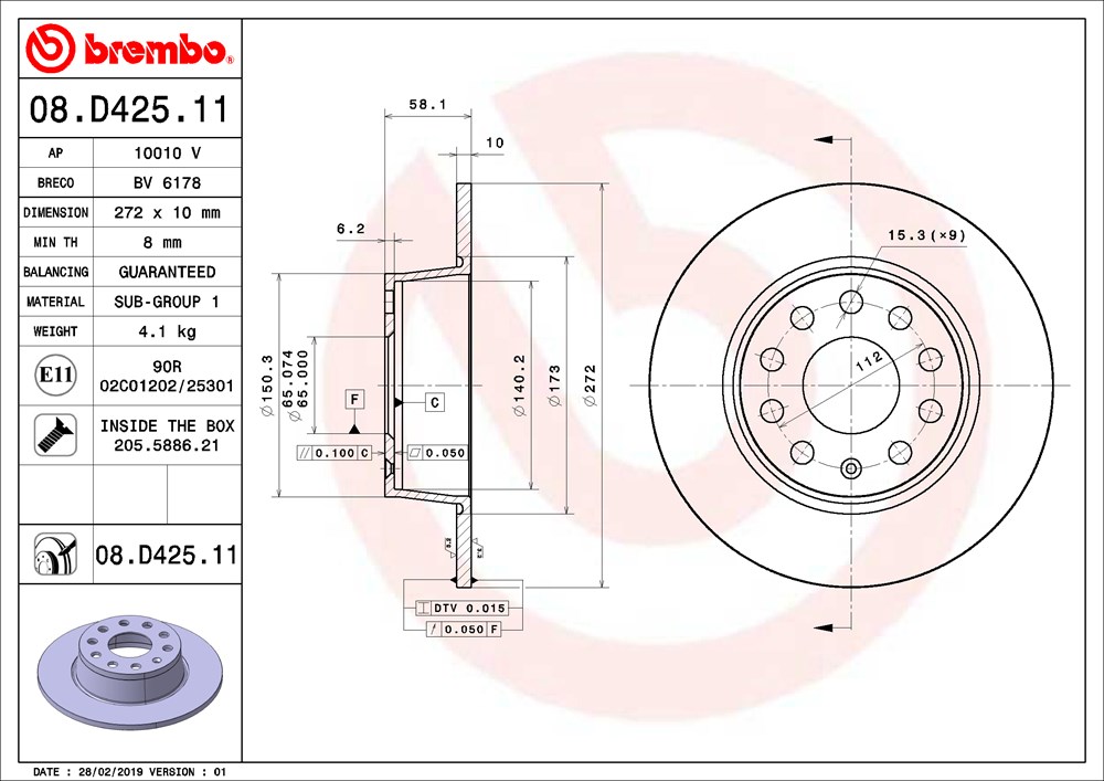 Tarcza hamulcowa BREMBO 08.D425.11