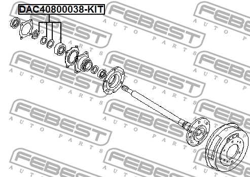 Zestaw łożysk koła FEBEST DAC40800038-KIT