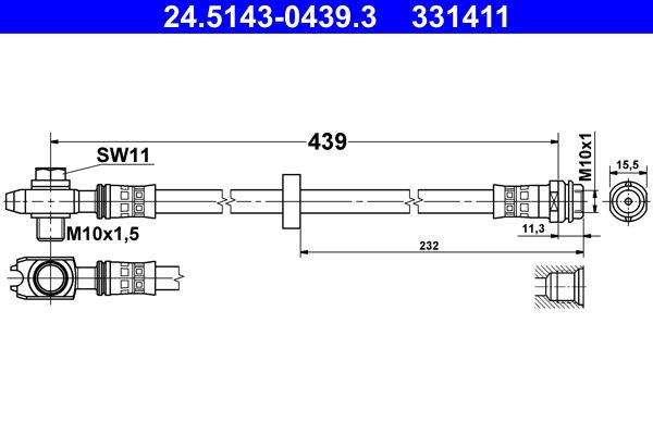 Przewód hamulcowy elastyczny ATE 24.5143-0439.3