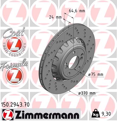 Tarcza hamulcowa ZIMMERMANN 150.2943.70