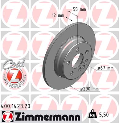 Tarcza hamulcowa ZIMMERMANN 400.1423.20