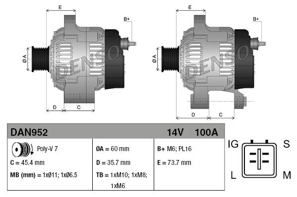 Alternator DENSO DAN952