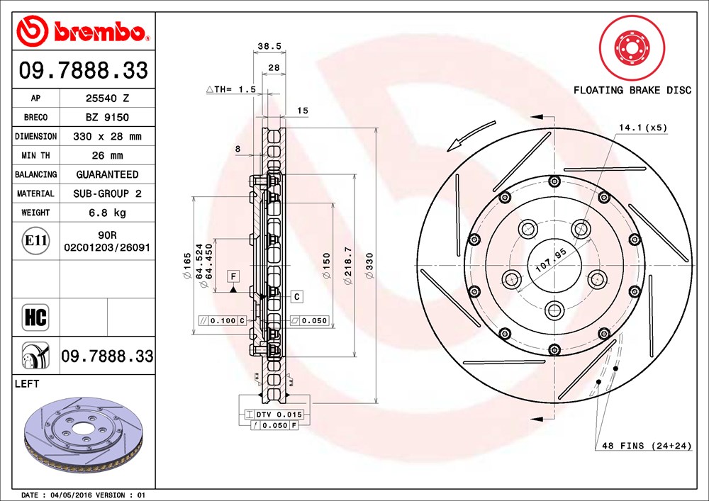 Tarcza hamulcowa BREMBO 09.7888.33