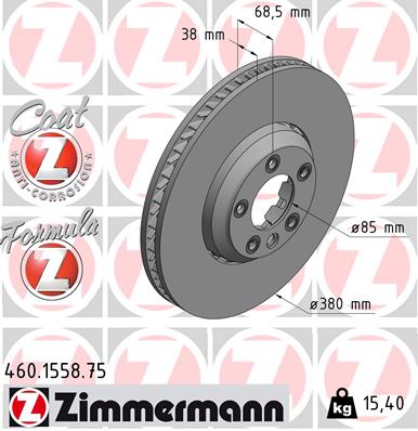Tarcza hamulcowa ZIMMERMANN 460.1558.75