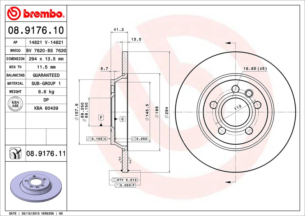 Tarcza hamulcowa BREMBO 08.9176.11
