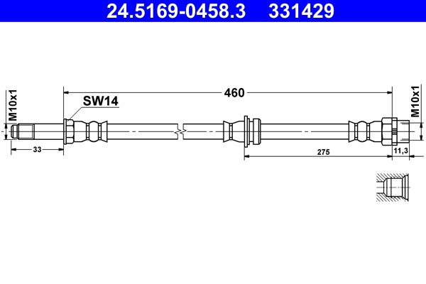 Przewód hamulcowy elastyczny ATE 24.5169-0458.3