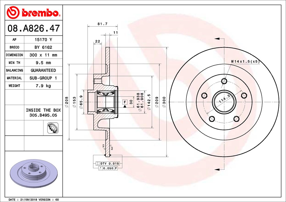 Tarcza hamulcowa BREMBO 08.A826.47