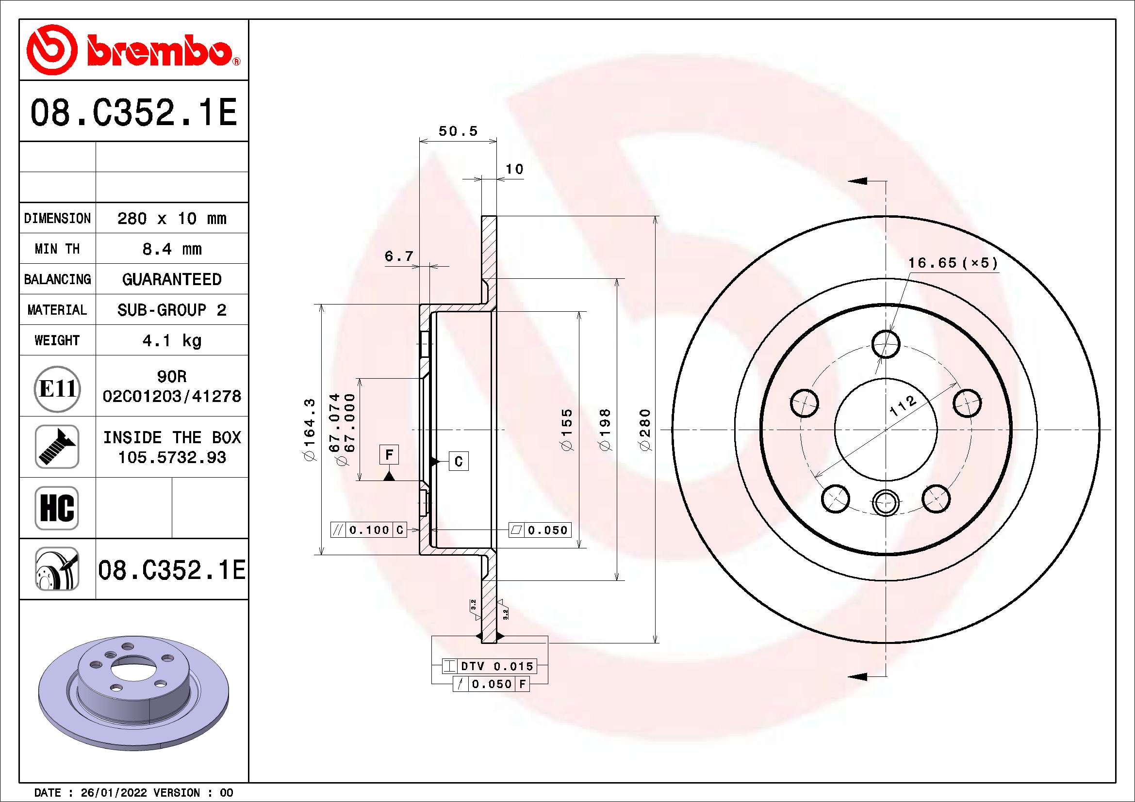 Zestaw do hamulców, hamulce tarczowe BREMBO KT 08 012